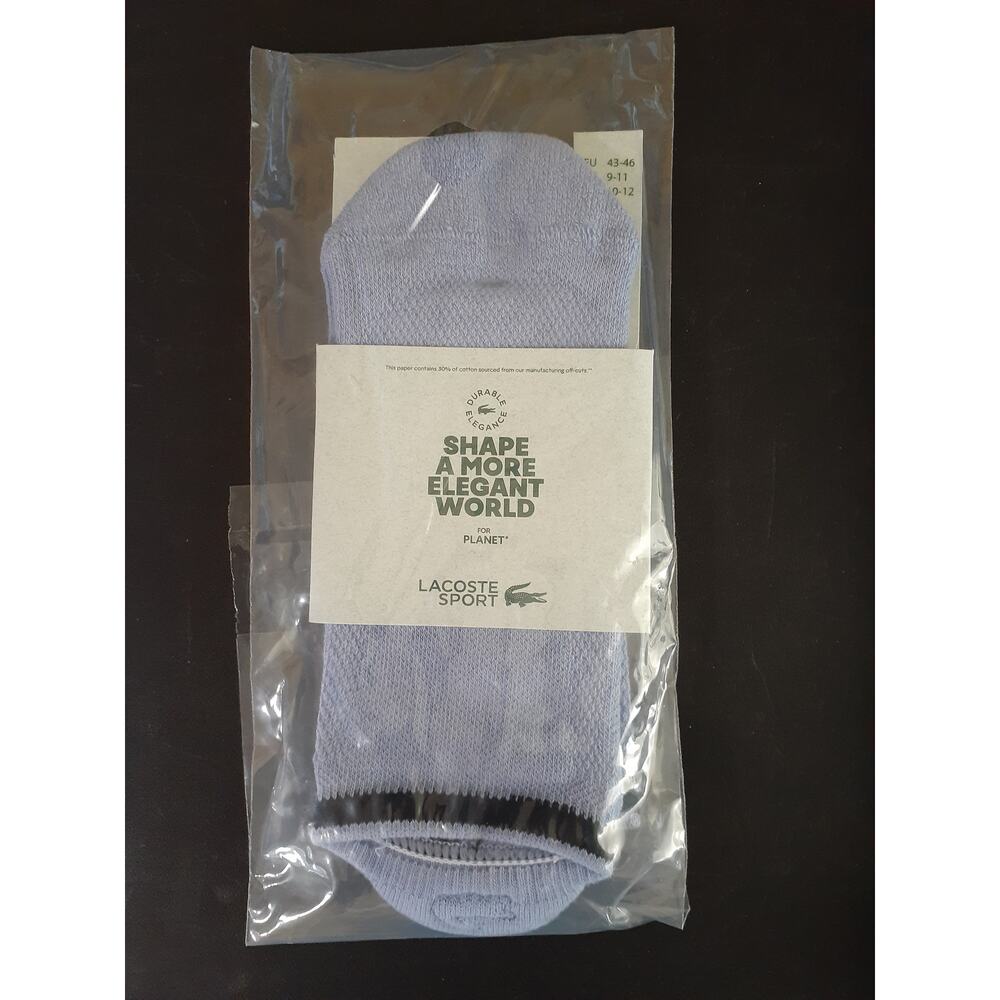 Lacoste Mens Breathable Cotton Sport Socks, Delphinium/Black, 10/12